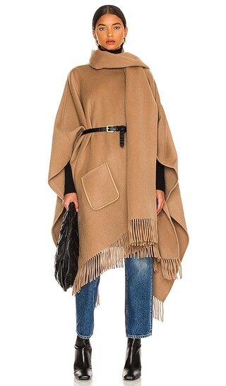 Fringe Poncho With Scarf in Camel | Revolve Clothing (Global)