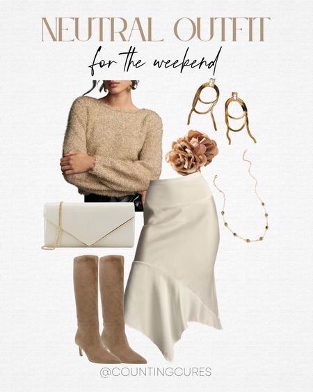 This neutral outfit is great for your weekend date or brunch. Pair it with a white bag, knee-high boots, and other accessories to complete your look!
#poshstyle #modestlook #fashionfinds #goldjewelry

#LTKshoecrush #LTKstyletip