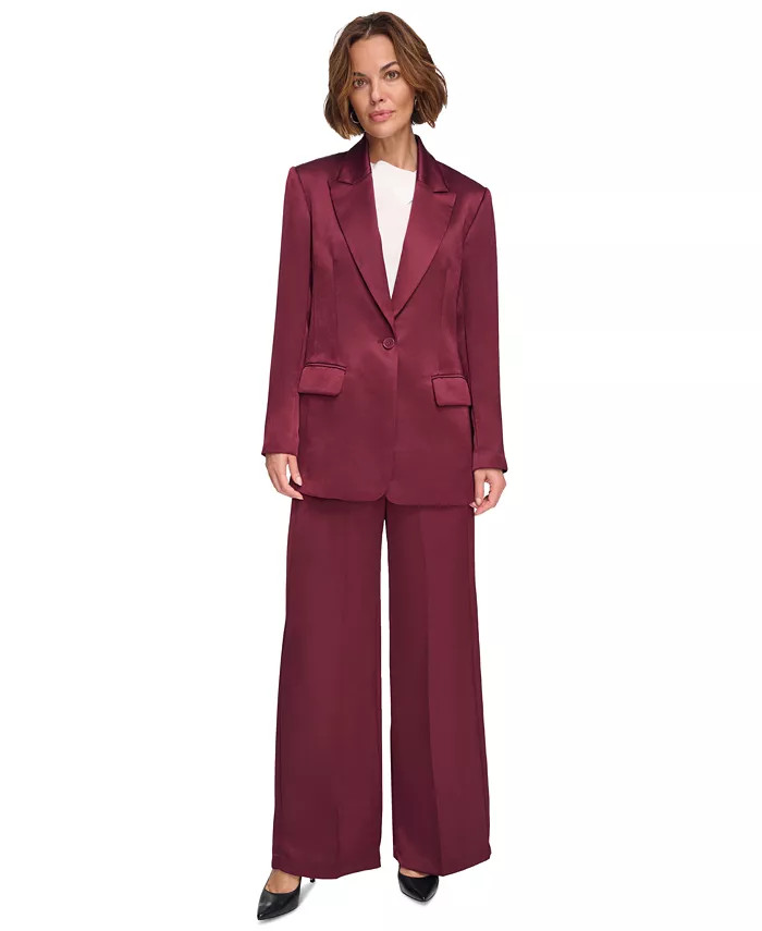 Women's Satin Peak Collar One Button Blazer | Macy's