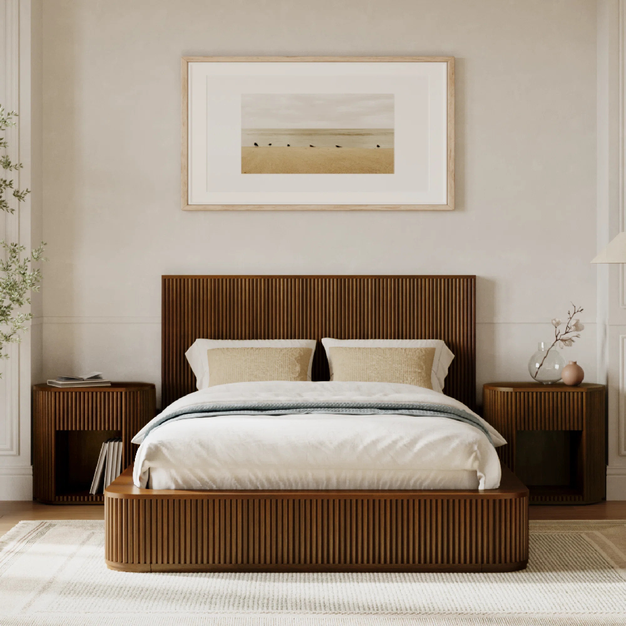 Ellison Fluted Solid Wood Bed Walnut | Wayfair North America