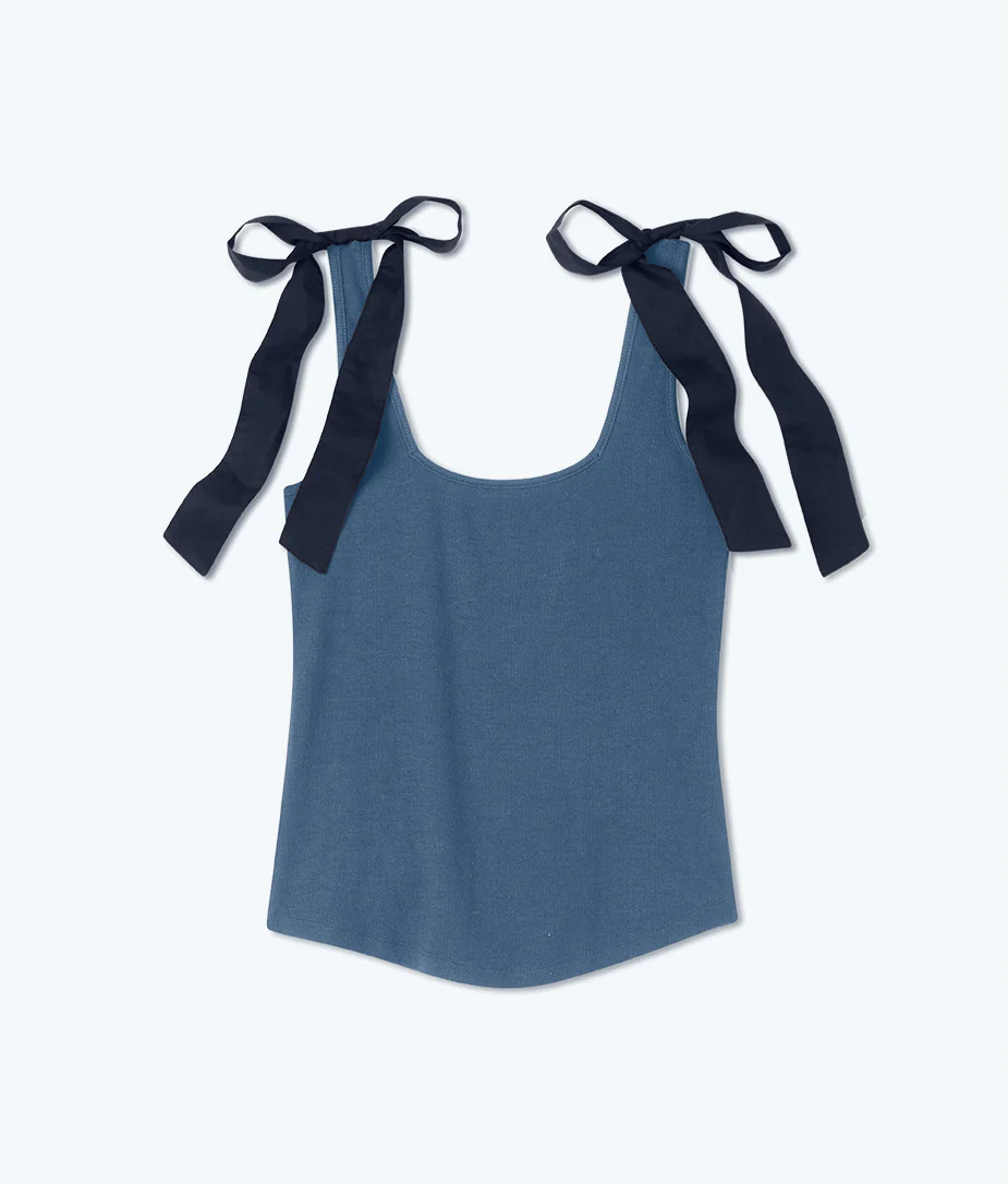 The Softest Ribbed Tie-Shoulder Tank - Sea Urchin | SummerSalt