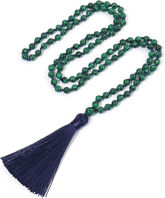 BALIBALI 6MM Mala Beads Necklace Natural Stone Meditation Statement Necklace Japa Yoga Rosary Pra... | Amazon (US)