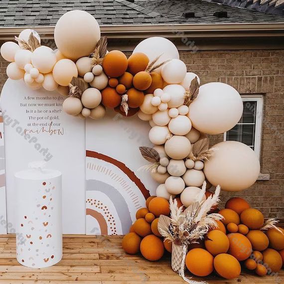 104pcs Balloons Garland Kit Wedding Decorations Double Cream Peach Orange Balloon Arch Anniversar... | Etsy (US)