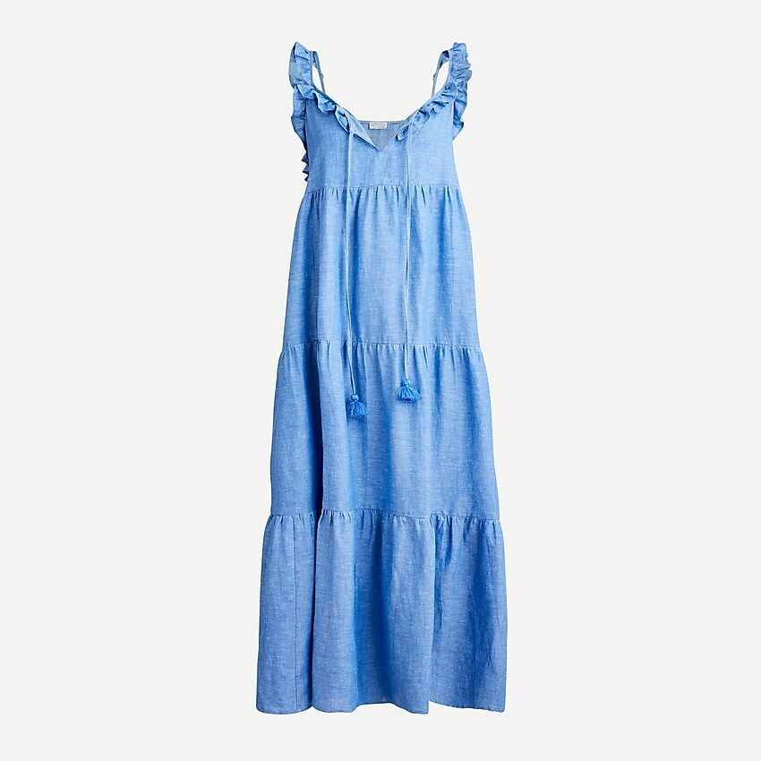 Cotton-linen tiered maxi dress | J.Crew US