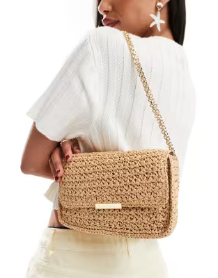 Mango crossbody raffia bag in light beige | ASOS (Global)