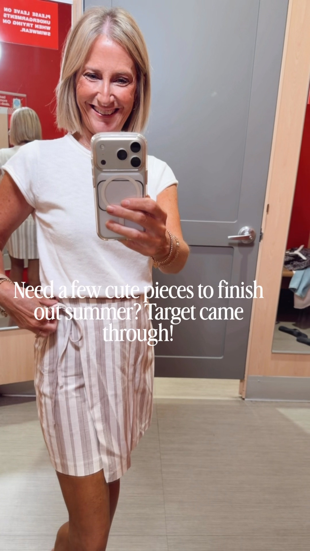 Late-summer @Target  finds 🌸 Loving this fun floral dress and the cutest striped wrap skirt paired with a lightweight sweater. Easy pieces to wear now and transition into fall! 🤍

#LTKgrwm #LTKOver40 #LTKSaleAlert