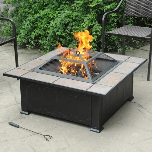 Axxonn 34" Tuscan Ceramic Tile Top Fire Pit, Antique Bronze | Walmart (US)