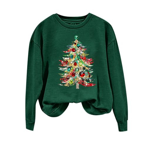 Christmas Sweatshirt for Women Funny Christmas Print Pullover Oversized Crewneck Long Sleeve Xmas Holiday Tops (AG-2, L) | Amazon (US)