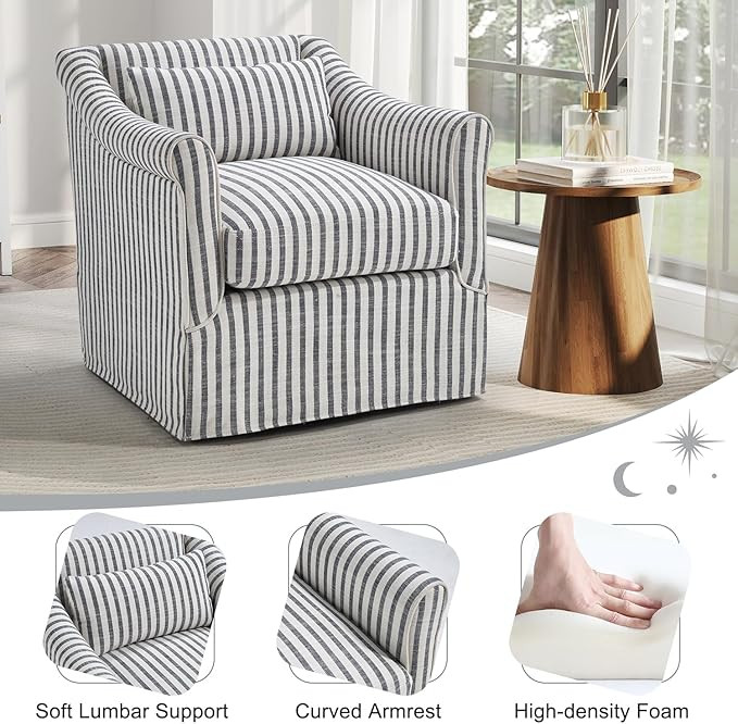 CANMOV Swivel Accent Chair, 360° Swivel Chair with Thick Padded Cushion, Swivel Square Chair Sui... | Amazon (US)