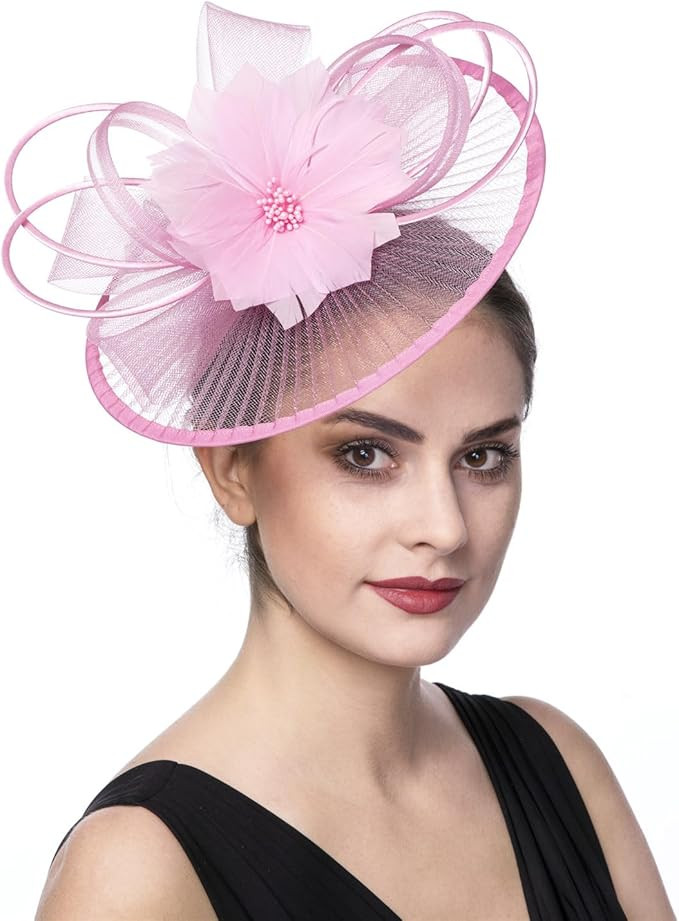 SAFERIN Women's Fascinators Feathers Tea Party Hat Veil Headband with Hair Clip for Cocktail Chur... | Amazon (US)