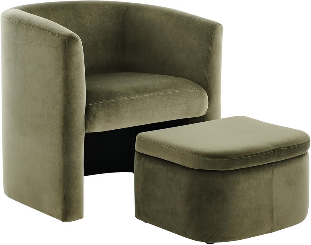 COLAMY Upholstered Velvet Barrel Accent Chair with Storage Ottoman, Morden Living Room Chair with... | Amazon (CA)