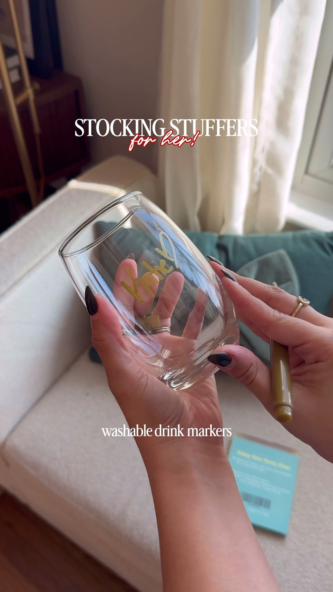 Erasable markers for wine glasses! These are great when you’re hosting or having a girls night so you don’t get your glasses confused. And they wash right off!

Would also make a great stocking stuffer 

#LTKHome #LTKHoliday #LTKGiftGuide