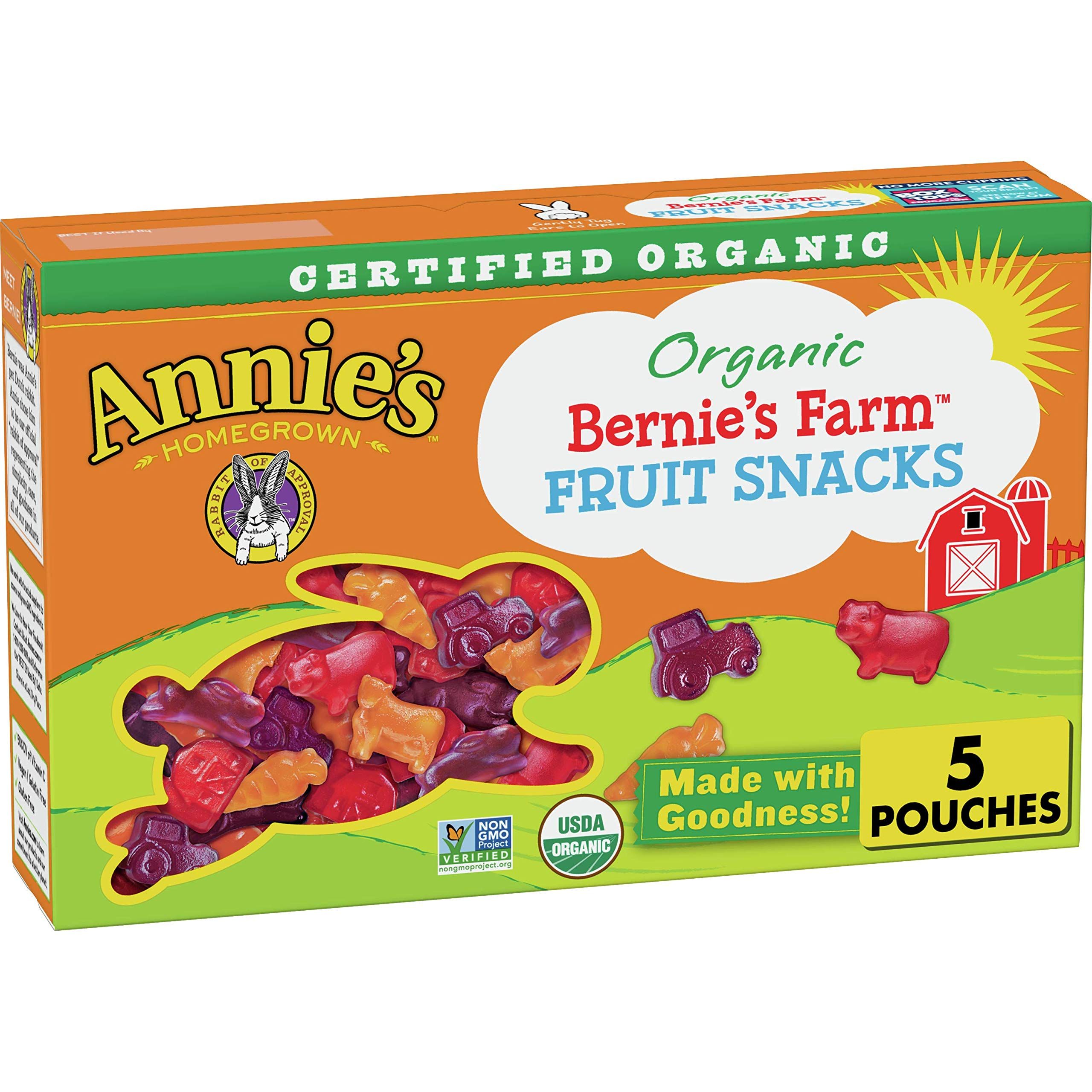 Annie's Organic Bernie's Farm Fruit Snacks, Gluten Free, 4 oz, 5 ct | Amazon (US)
