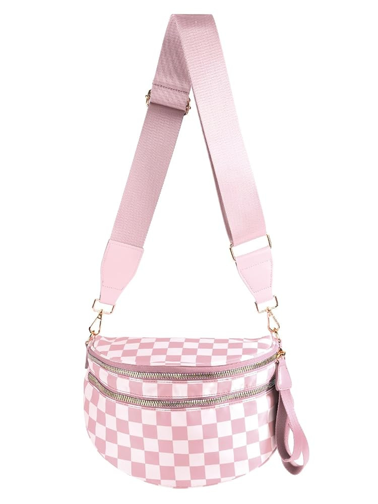 Black and White Checkered Crossbody Bag Bum Bag for Women,Spacious Checkered Purse Fanny Packs Be... | Amazon (US)