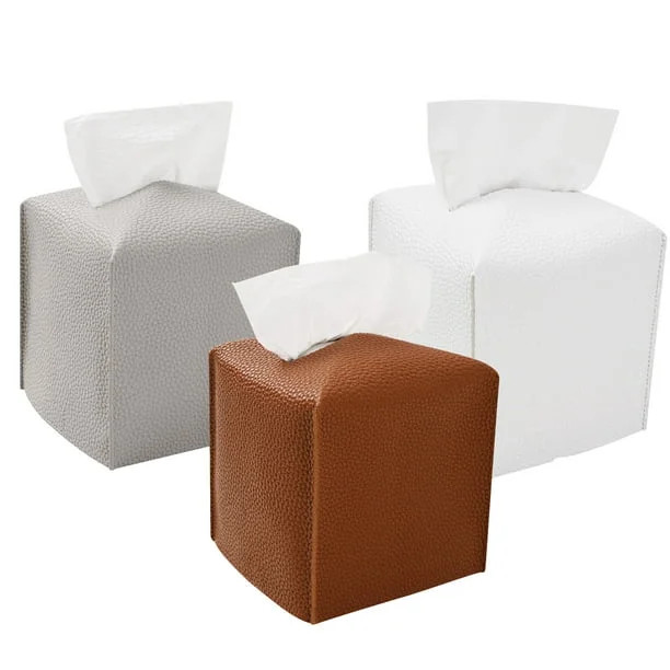 Invoibler Tissue Box Cover, PU Leather Square Tissue Box Holder for Living Room/Night Stands/Offi... | Walmart (US)