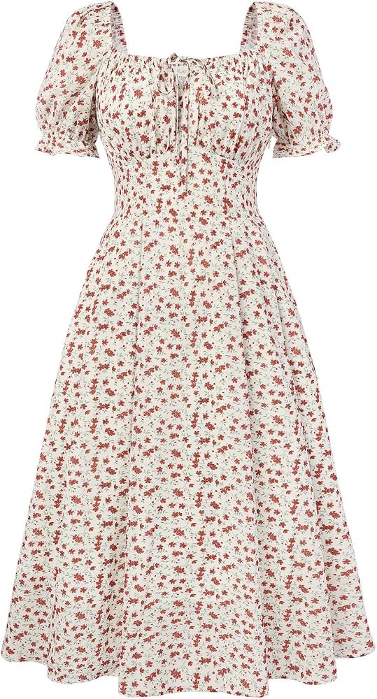 Belle Poque Floral Dress for Women 2026 Spring Summer Sundress Vintage Cottagecore Short Sleeve M... | Amazon (US)
