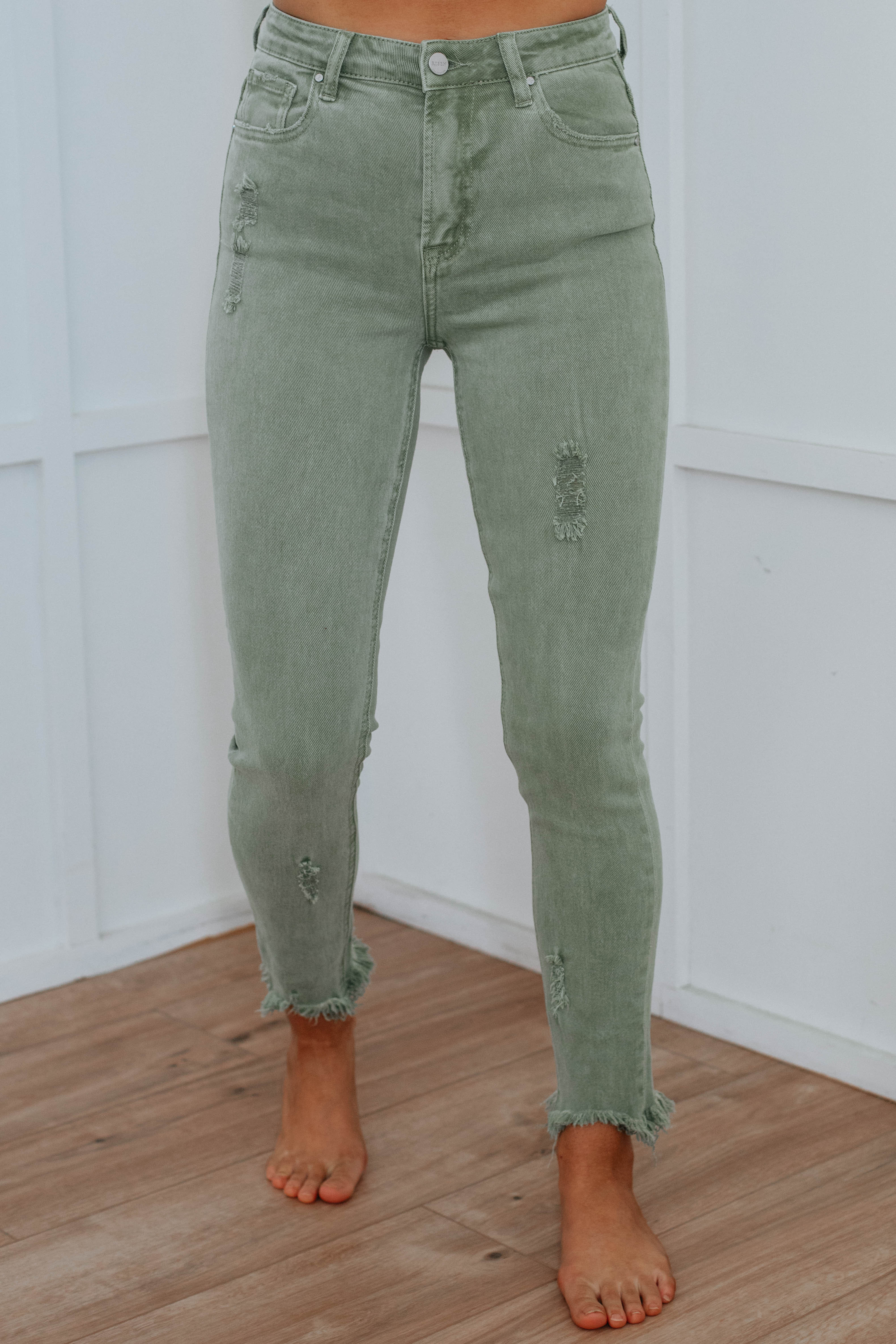 Daisie Risen Jeans - Olive 0/24 / 28" | Wild Oak Boutique