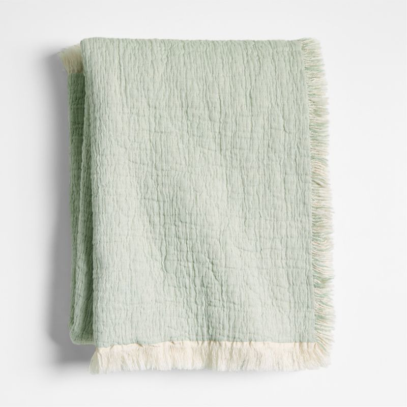 Supersoft Organic Cotton Gauze Verte Green Baby Stroller Blanket | Crate & Kids | Crate & Barrel