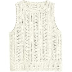 KIRUNDO Beach Vacation Clothes for Women Spring Summer Crochet Sweater Vest Tank Tops Cover Ups R... | Amazon (US)