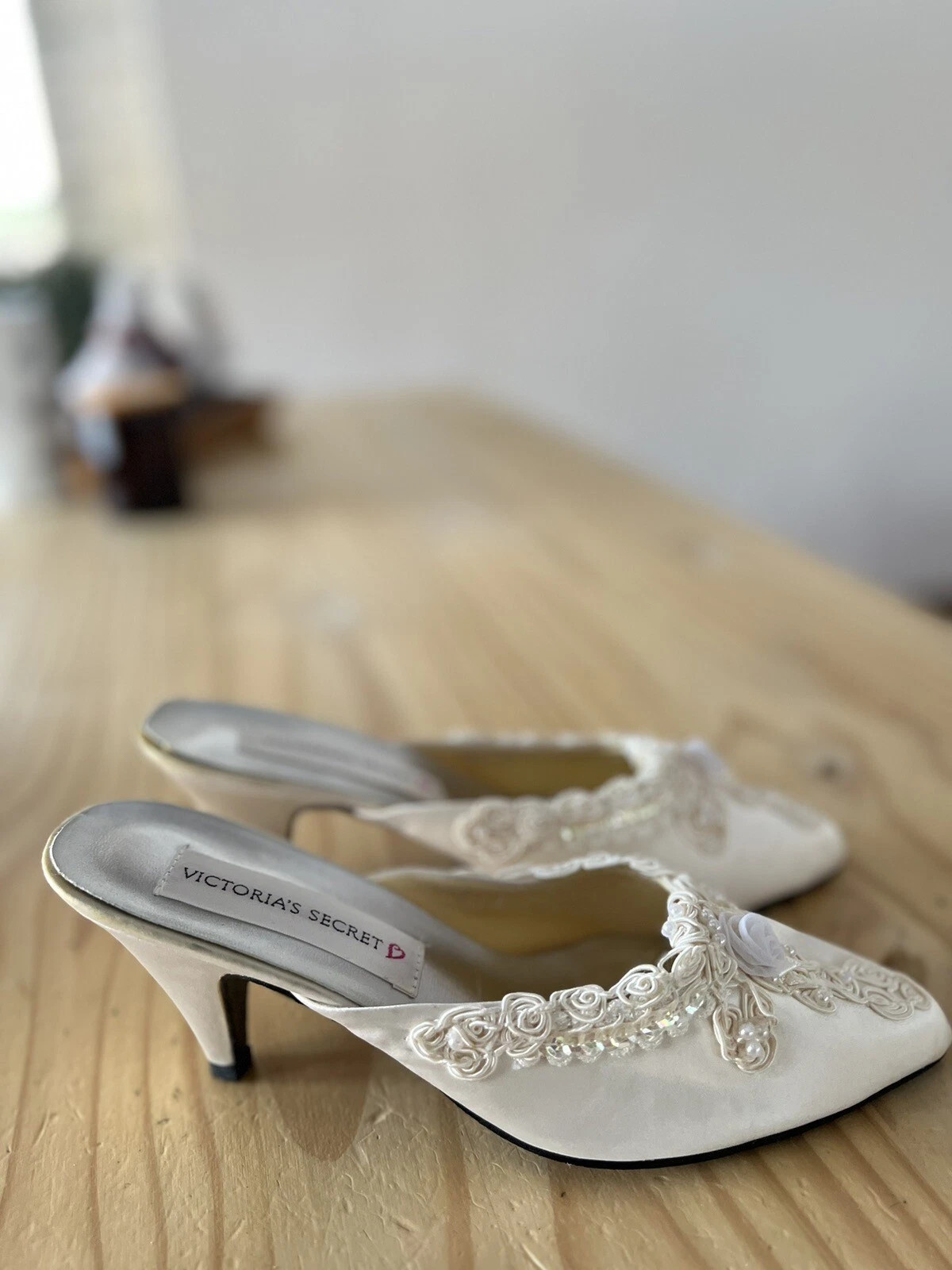 victoria secret bridal boudoir wedding mule shoes Medium (See Pics For Details) | eBay | eBay US