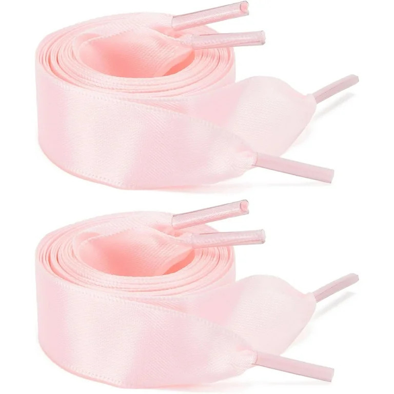 2 Pairs 47" Satin Ribbon Shoelaces 0.78" Wide Colourful Flat Silk Shoe Laces for Sneakers Boots W... | Walmart (US)