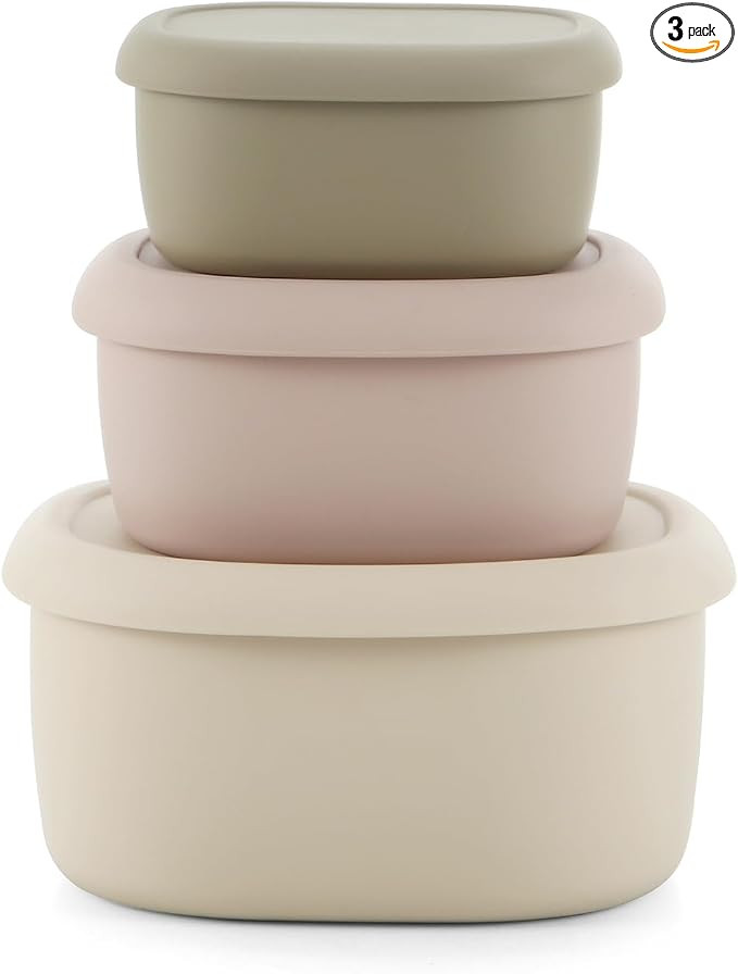 Emptycolor 3 Pack Silicone Snack Containers with Lids Reusable Silicone Food Storage Containers, ... | Amazon (US)