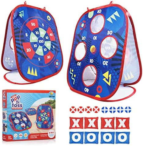 USA Toyz Pop n Toss Bean Bag Toss Game for Kids - 3in1 Kids Bean Bag Toss Kids Cornhole Game Set, St | Amazon (US)