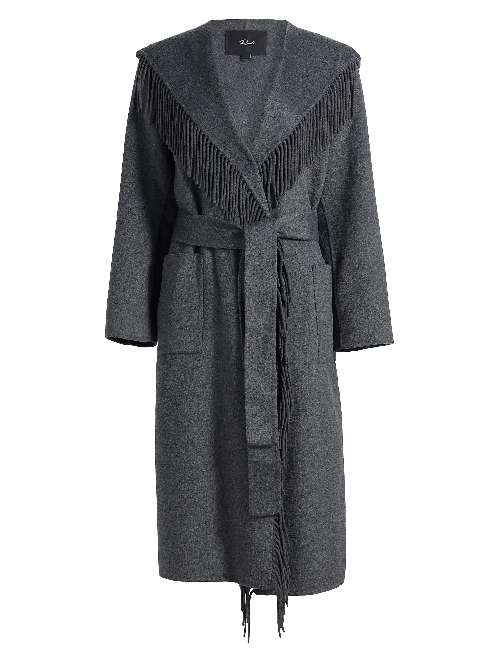 Arlon Hooded Fringe-Trim Wool-Blend Coat | Saks Fifth Avenue