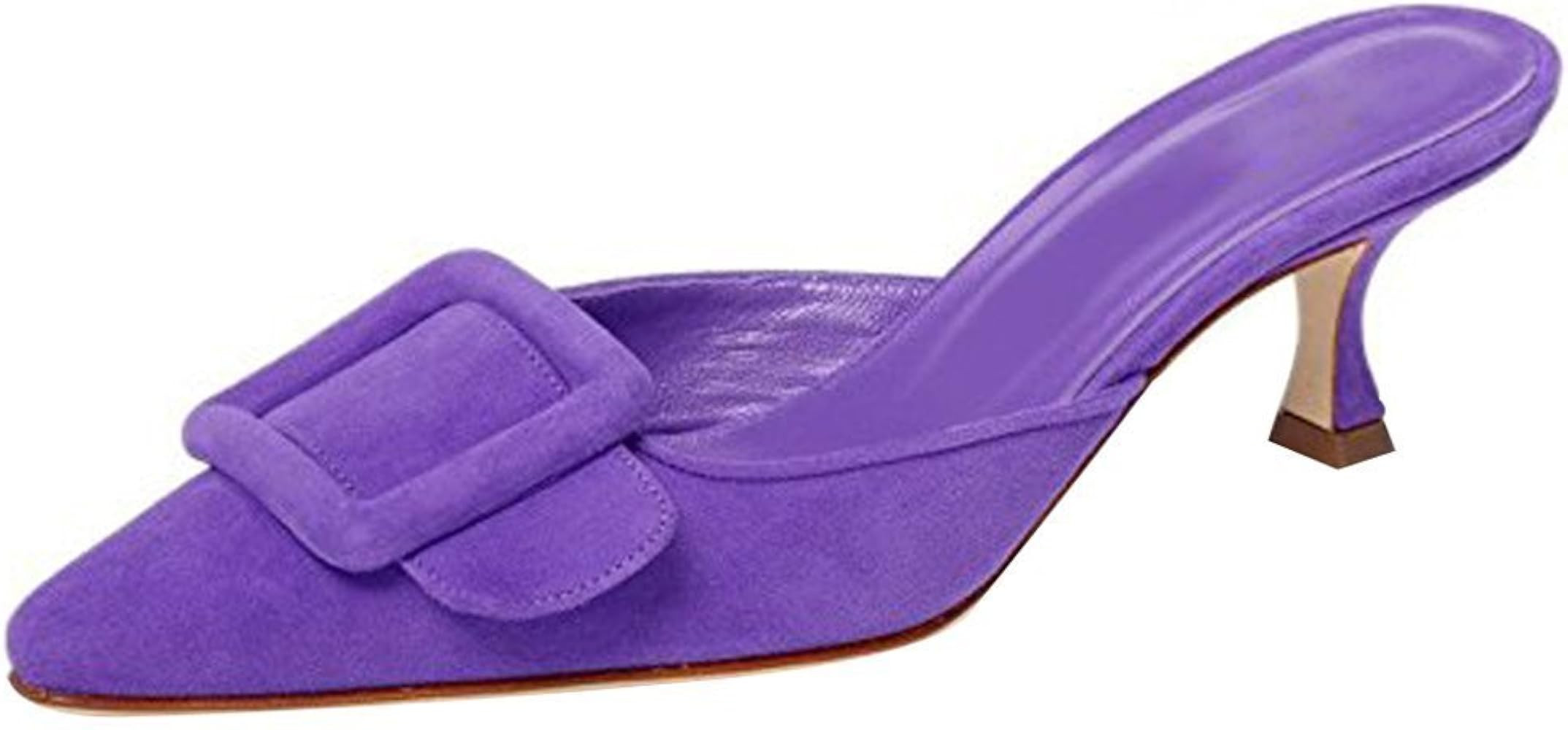 Heeled Mules For Women, Pointed Toe Slingback Pumps Buckle Kitten Heels Mules Slides Backless Dress  | Amazon (US)