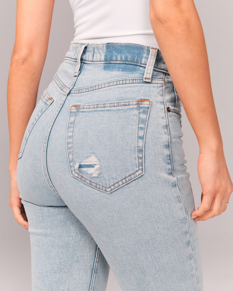 Curve Love Ultra High Rise Ankle Straight Jeans | Abercrombie & Fitch (US)