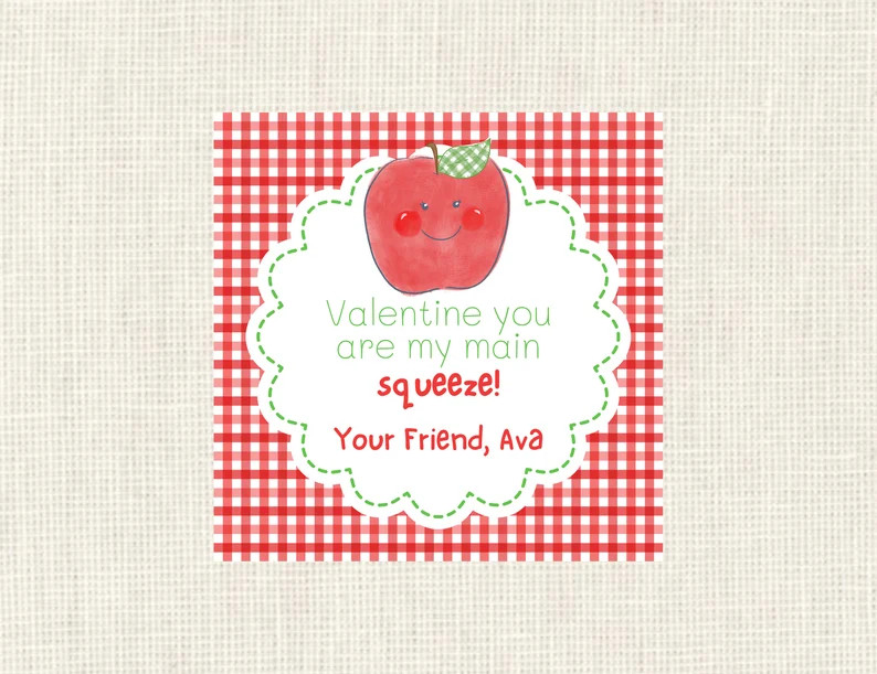 Valentine Class Tags or Stickers Apple, Watercolor, Printed / Set of 25 | Etsy (US)