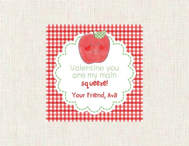 Valentine Class Tags or Stickers Apple, Watercolor, Printed / Set of 25 | Etsy (US)