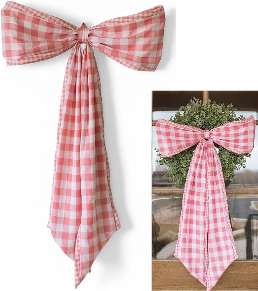 Back to School Classroom Decor Oversized Gingham Bow 39 x 26 Inches Hanging Decor for Classroom B... | Amazon (US)