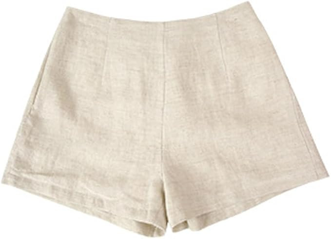 Women's High Waist Linen Shorts, Adjustable Waistband, Side Zipper & A-Line Cut, Comfortable Casu... | Amazon (US)