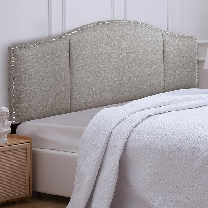 Finnhomy Linen Fabric Upholstered King Size Headboard with Nailheads Trim Platform, Adjustable He... | Amazon (US)