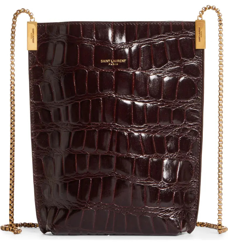 Saint Laurent Mini Suzanne Croc Embossed Leather Hobo | Nordstrom | Nordstrom