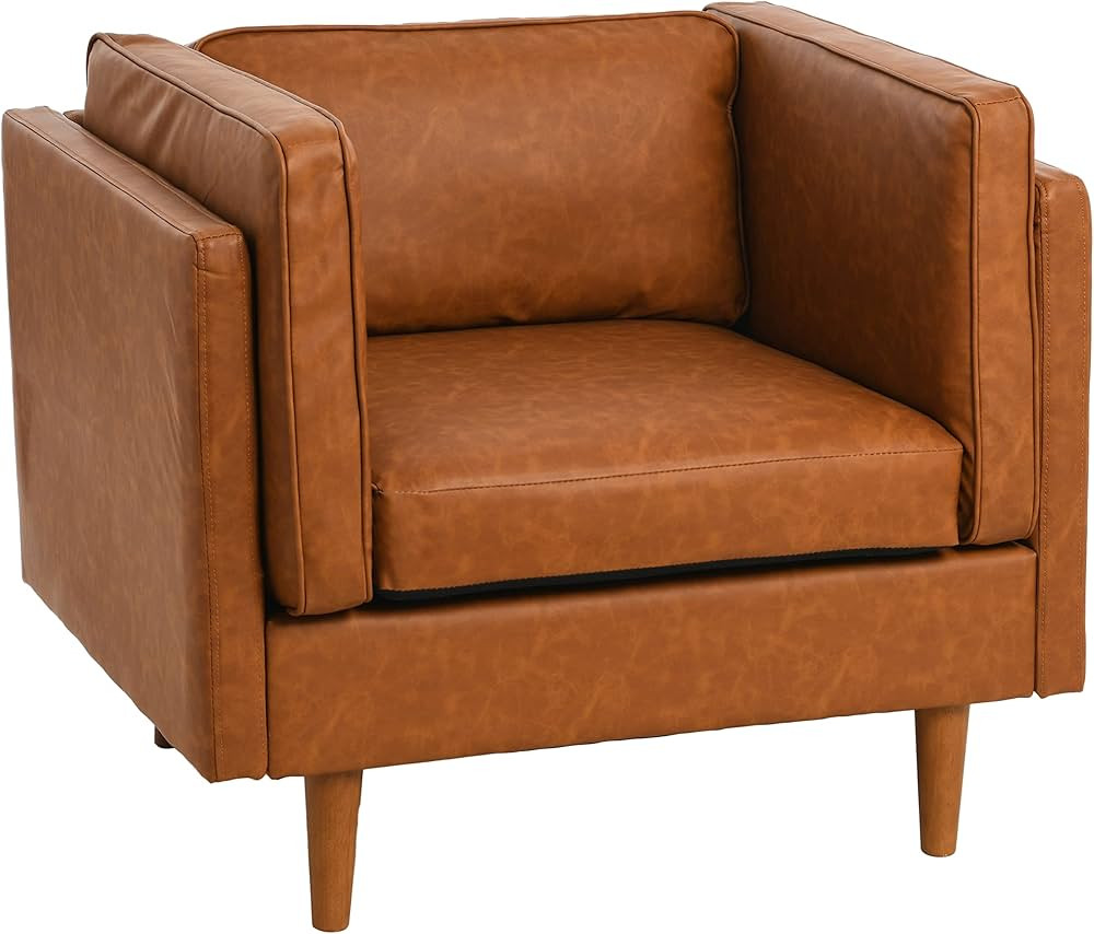 Creative Co-Op Atley High Sided Sofas, Vegan Cognac Leather | Amazon (US)