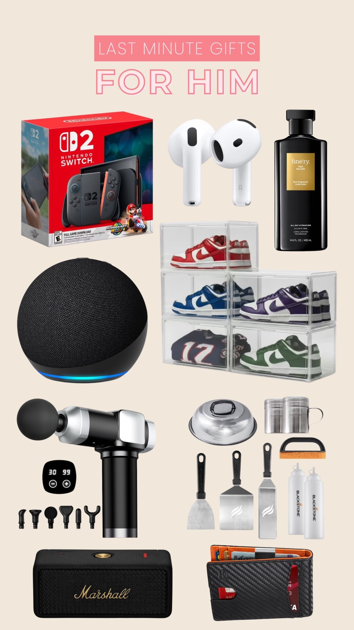 Last Minute Gifts for Him 


gifts for him, christmas gifts, gift guide, gifts he’ll love, last minute gifts for him, christmas style, nintendo switch, massage gun, airpods, grill set 

#LTKSeasonal #LTKGiftGuide #LTKHoliday