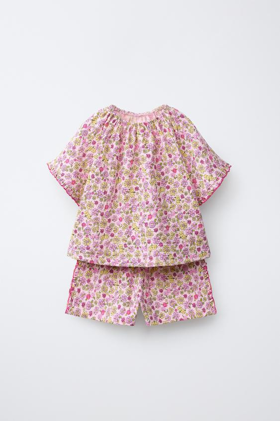 TEXTURED PRINT T-SHIRT AND BERMUDA SET | Zara US