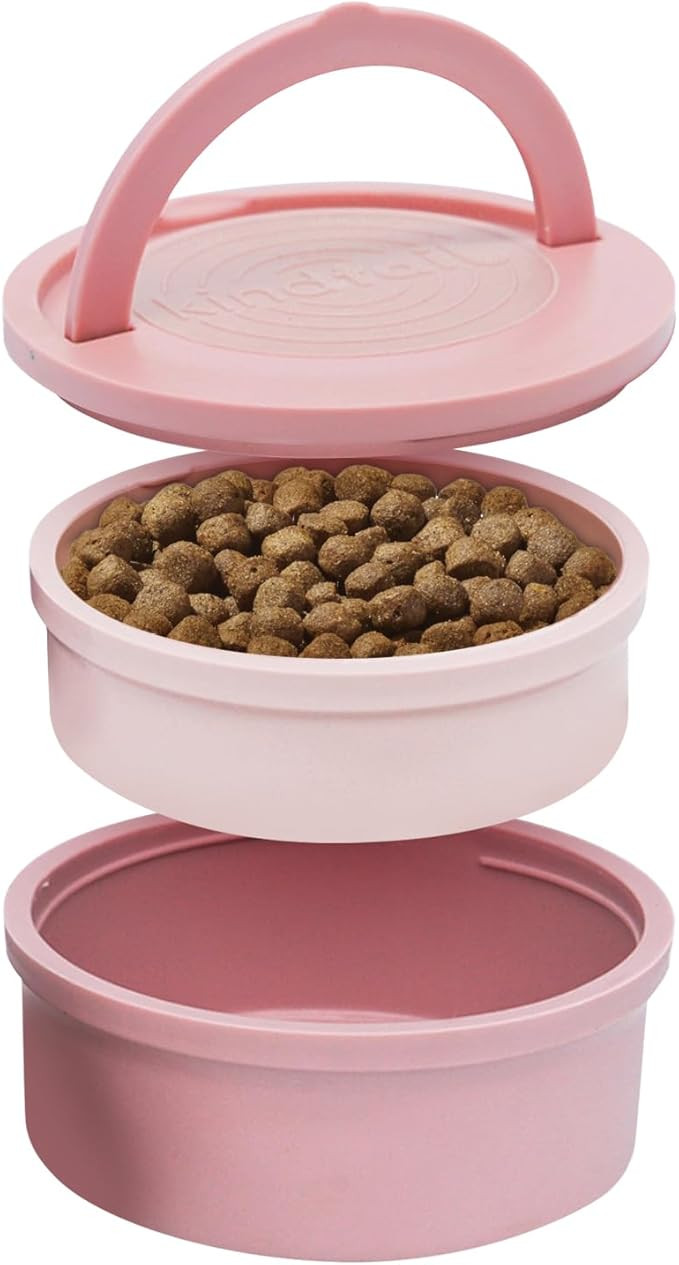 KindTail Dog Travel Bowls - Set of 2 Portable Pet Food & Water Dishes with Lid & Handle - Each Ne... | Amazon (US)