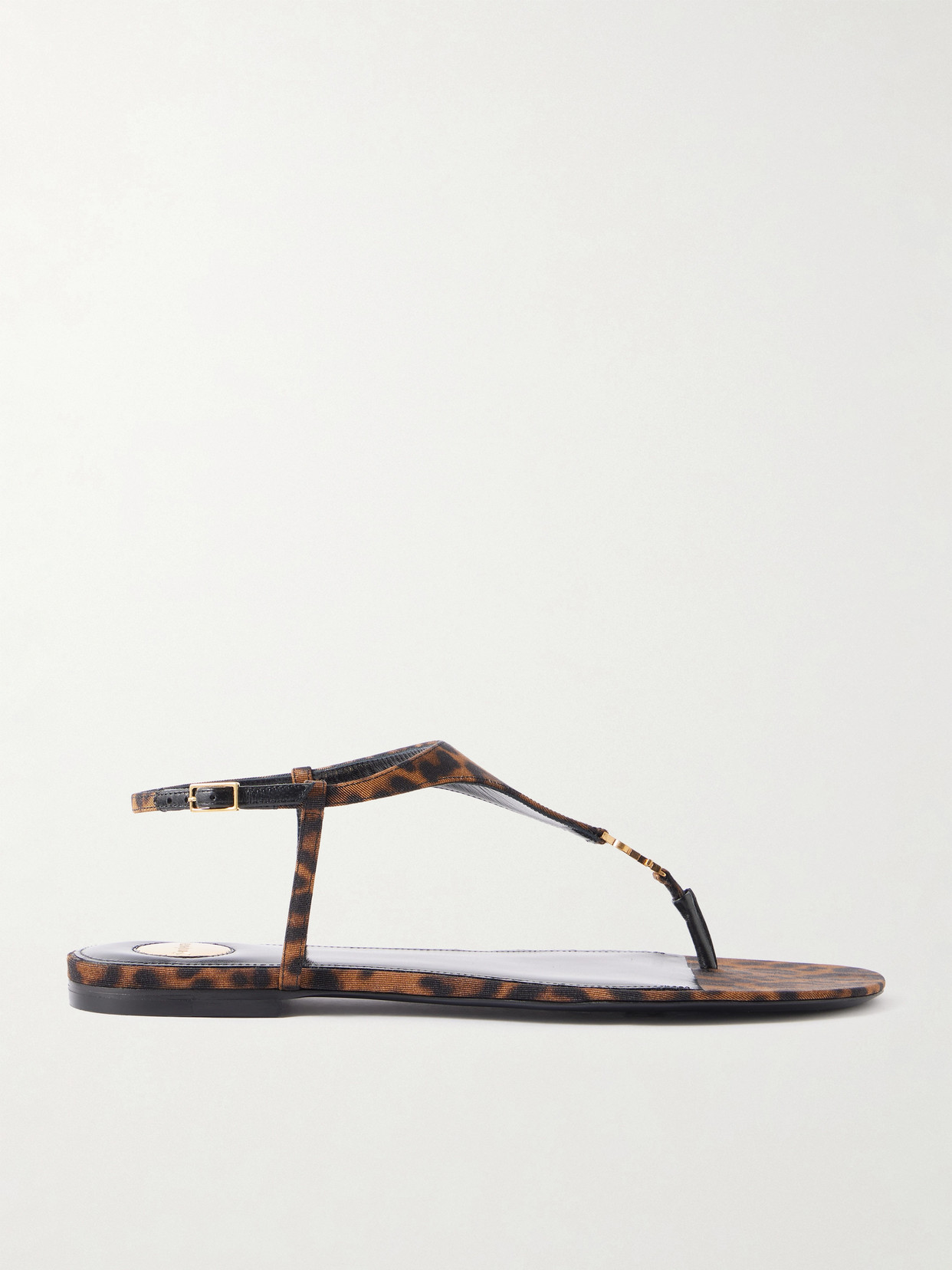 SAINT LAURENT - Cassandra Logo-embellished Leopard-print Canvas Sandals - Animal Print | NET-A-PORTER (US)