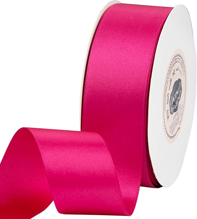 VATIN Solid Color Double Faced Hot Pink Satin Ribbon 1-1/2" Wide 50-Yards Long Perfect for Weddin... | Amazon (US)