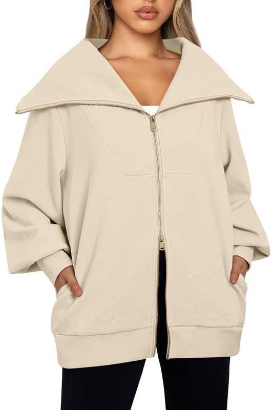 EFAN Womens Oversized Full Zip Up Sweatshirts Fall Jackets Outfits for Women Fashion 2023 Winter ... | Amazon (US)
