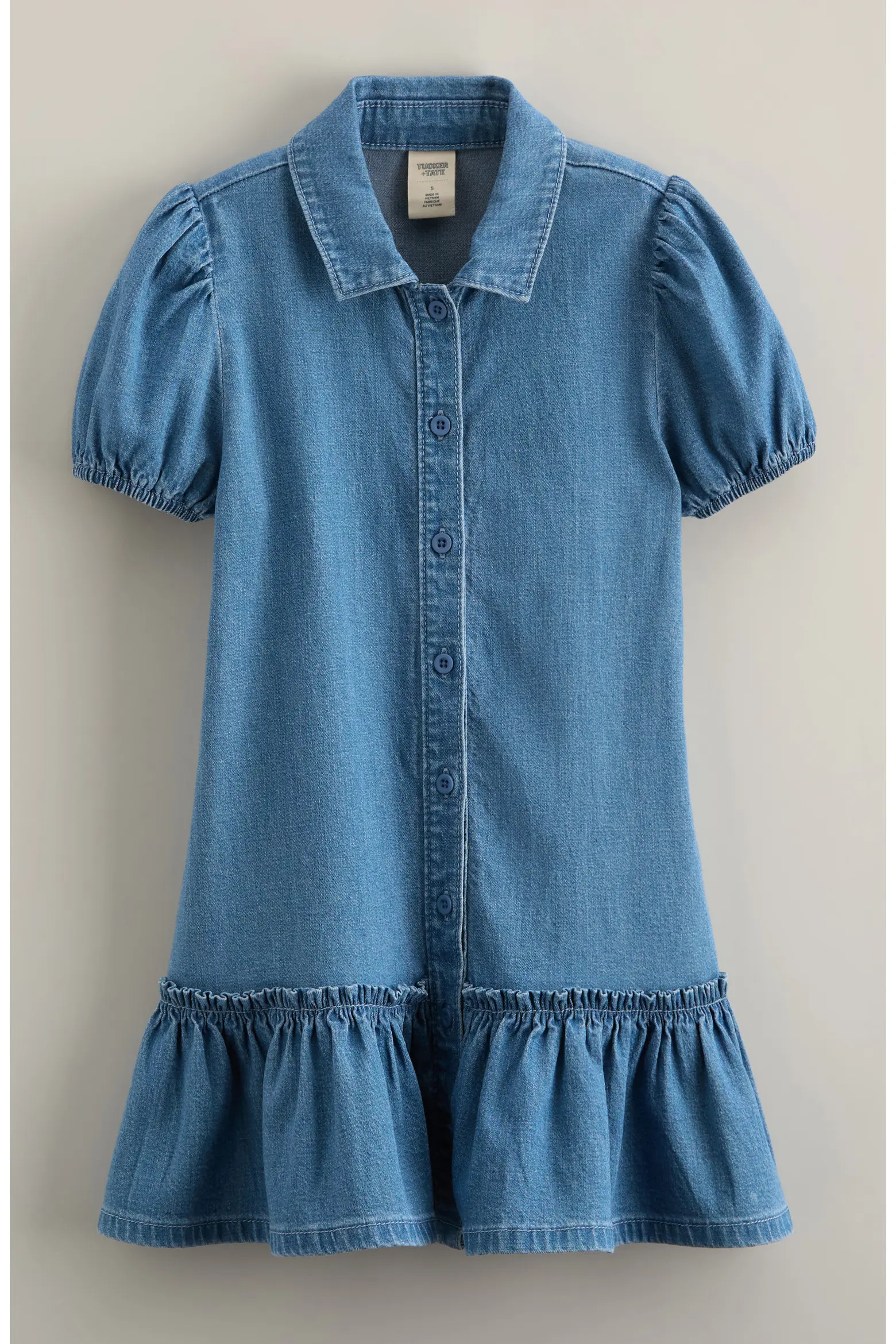 Kids' Ruffle Hem Chambray Shirtdress (Women) | Nordstrom | Nordstrom