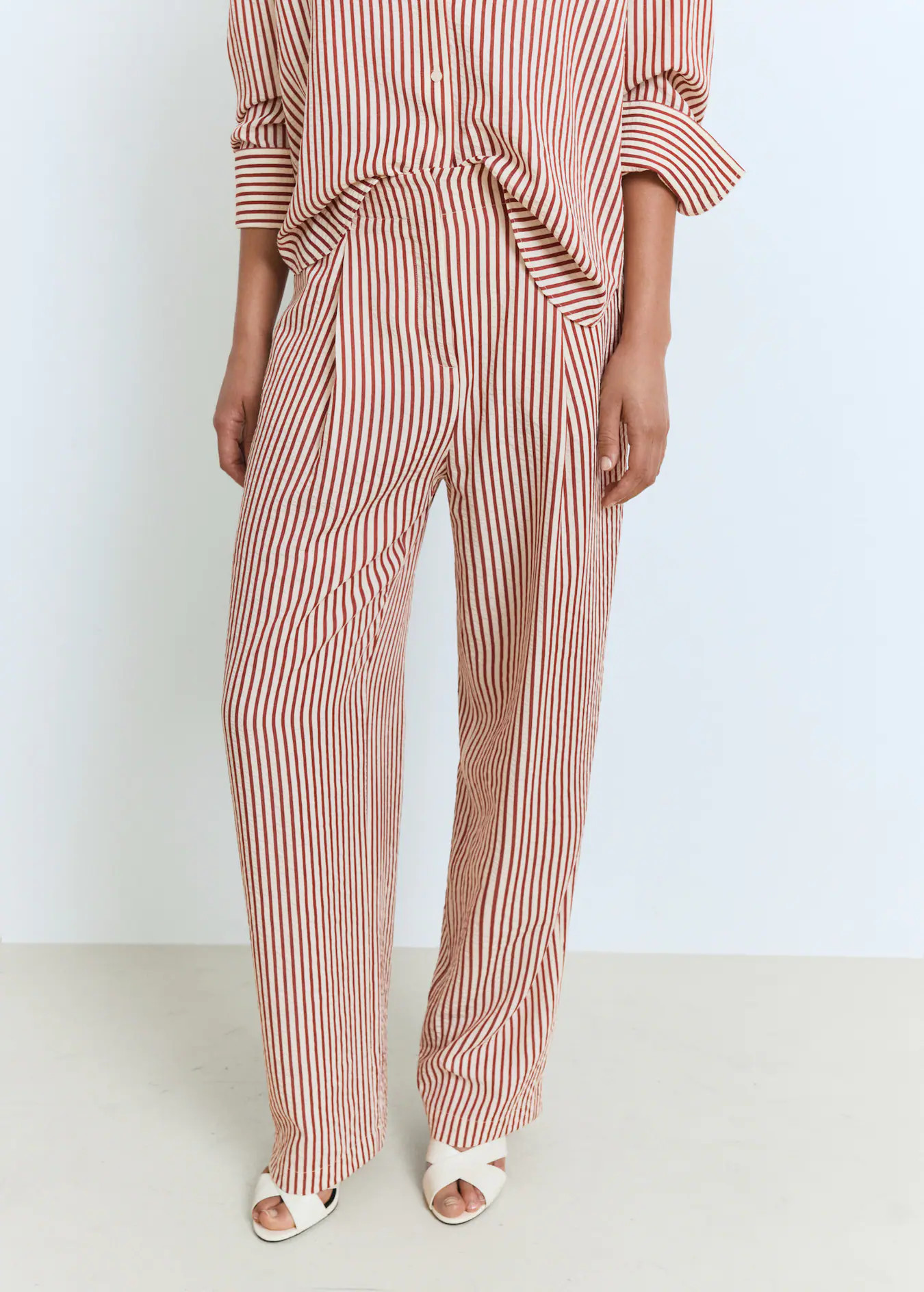 Pleated striped pants - Women | MANGO USA | Mango (US/MX/AU)