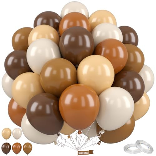 Saxuxu Brown Balloons, 12 Inch Neutral Balloons, Retro Coffee Brown Apricot Sand White Balloon Nude Latex Balloon Helium for Wedding Fall Baby Shower Thanksgiving Cowboy Theme Birthday Decorations | Amazon (US)
