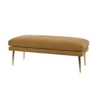Jennifer Taylor Oliver Mid-Century Modern Gold Velvet Entryway Bench, Gold - Velvet | The Home Depot