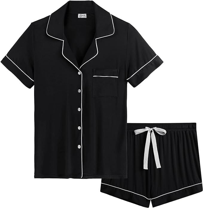 Joyaria Womens Viscose Pajama Button Down Short Sleeve Pj Set-Small-XXL | Amazon (US)