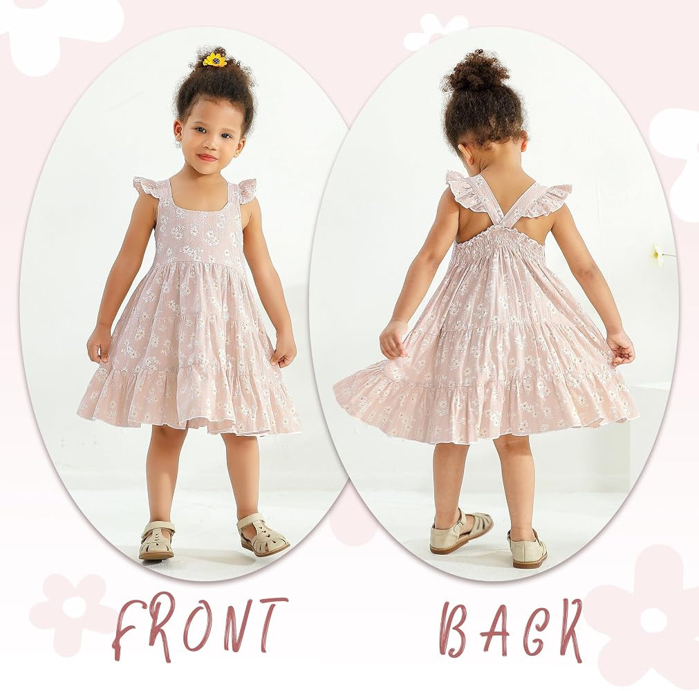 Kids Toddler Baby Girls Rainbow Dress Princess Sleeveless Beach Butterfly Sundress | Amazon (US)