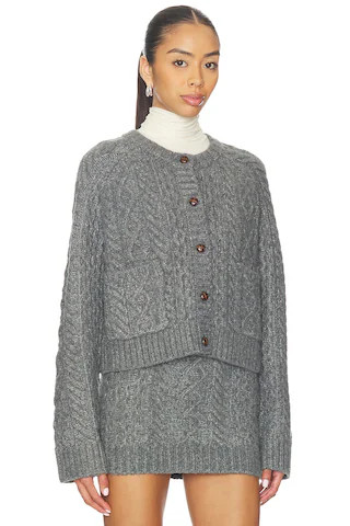 Lovers and Friends Ibona Cable Cardigan in Dark Heather Grey from Revolve.com | Revolve Clothing (Global)